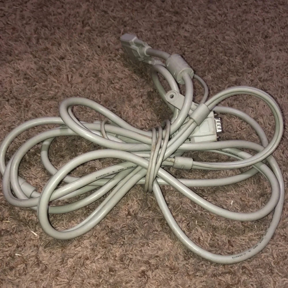 12’L heavy duty computer monitor cord with USB cord to old micro usb attached